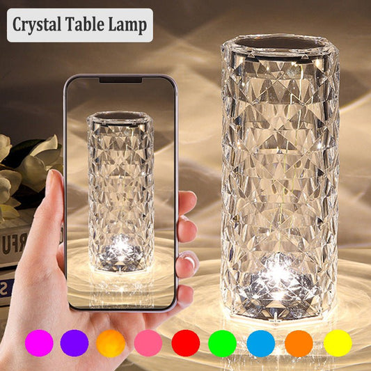 Crystal Touch Control Rose Lamp - 16 Color Dimmable LED Desk Lamp Light, Battery Operated Small Table Lamp for Bedroom with Remote Controller, Night Light, Gift for Mom Dad Wife