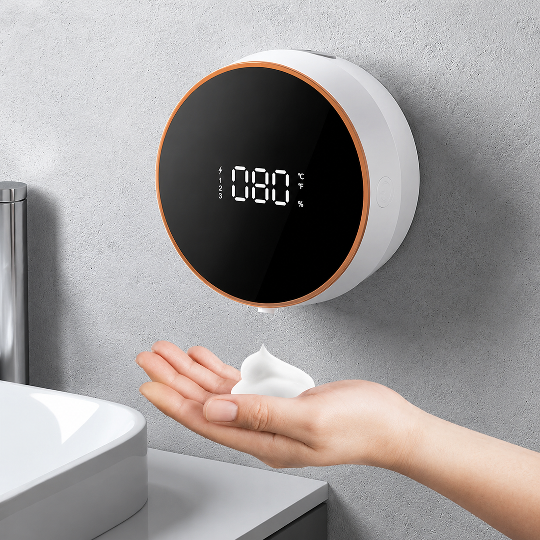 Automatic Foaming Soap Dispenser with LED Temperature Display