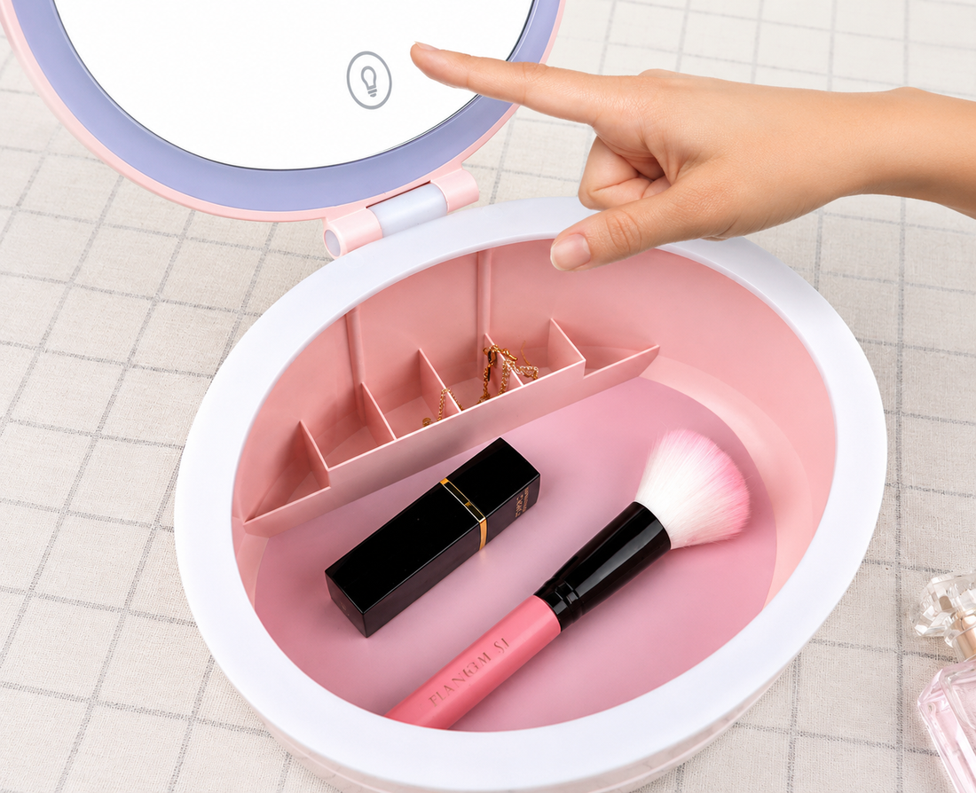 LED Makeup Mirror with Storage Box